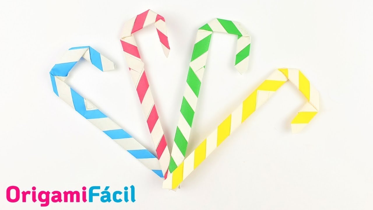 Batón de caramelo navideño con papel - Manualidad de Navidad