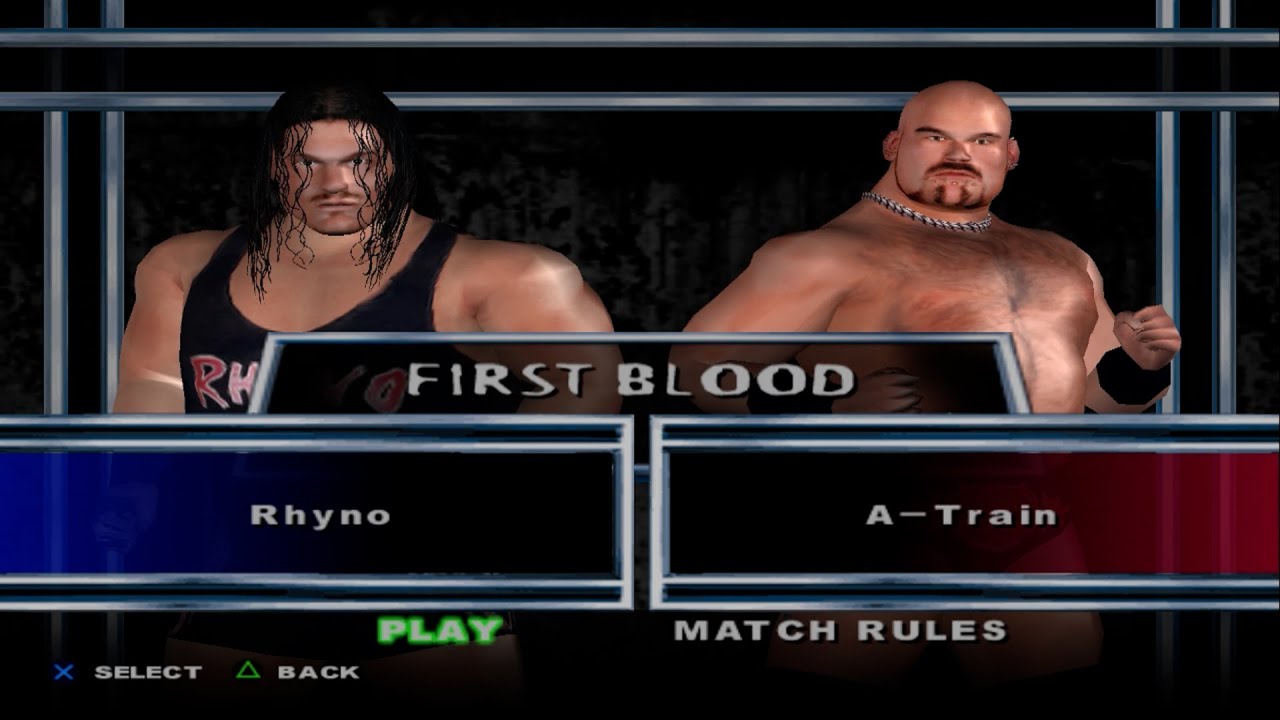 WWE SmackDown! Here Comes the Pain - Rhyno VS A-Train (FIRST BLOOD)