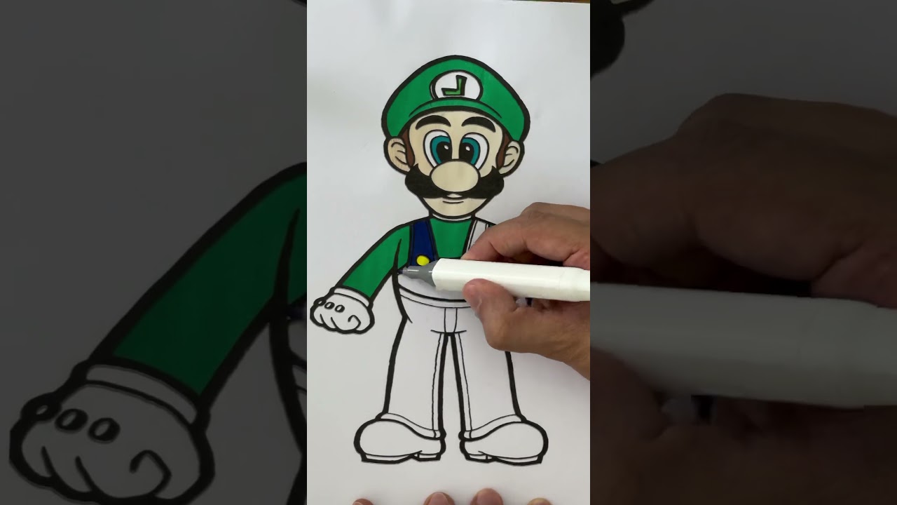 Colorindo o Luigi / Coloring Luigi #coloring #explore #mariobros #like #art #viral #desenho #feed