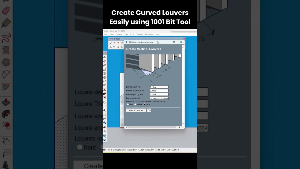 Create Curved Louvers Easily using 1001 Bit Tool Tutorial | Curved Louvers in SketchUp