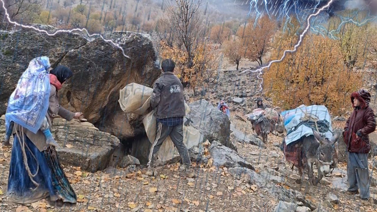 The Harsh Nomadic Life in Iran | Building a Traditional Shelter Under a Mysterious Mountain Rock 🏔️⛺