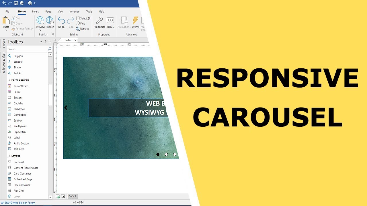 WYSIWYG Web Builder. How to create a carousel for my website. (English CC)