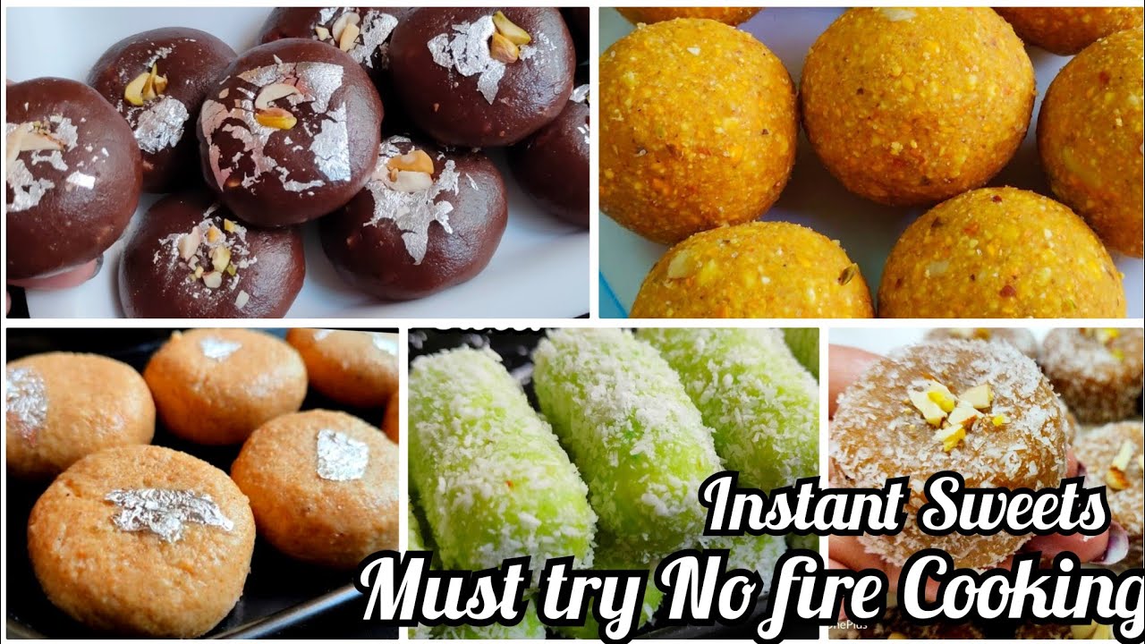5 Must try very easy No Fire Cooking Sweets Recipes | Diwali Sweets | Instant Sweet Recipes | Mithai