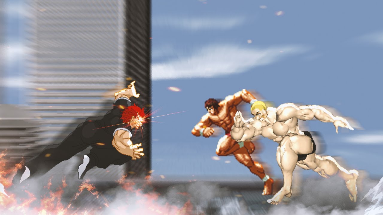 Yujiro Hanma vs Baki Hanma & Jack Hanma. Baki the Grappler. Anime MUGEN