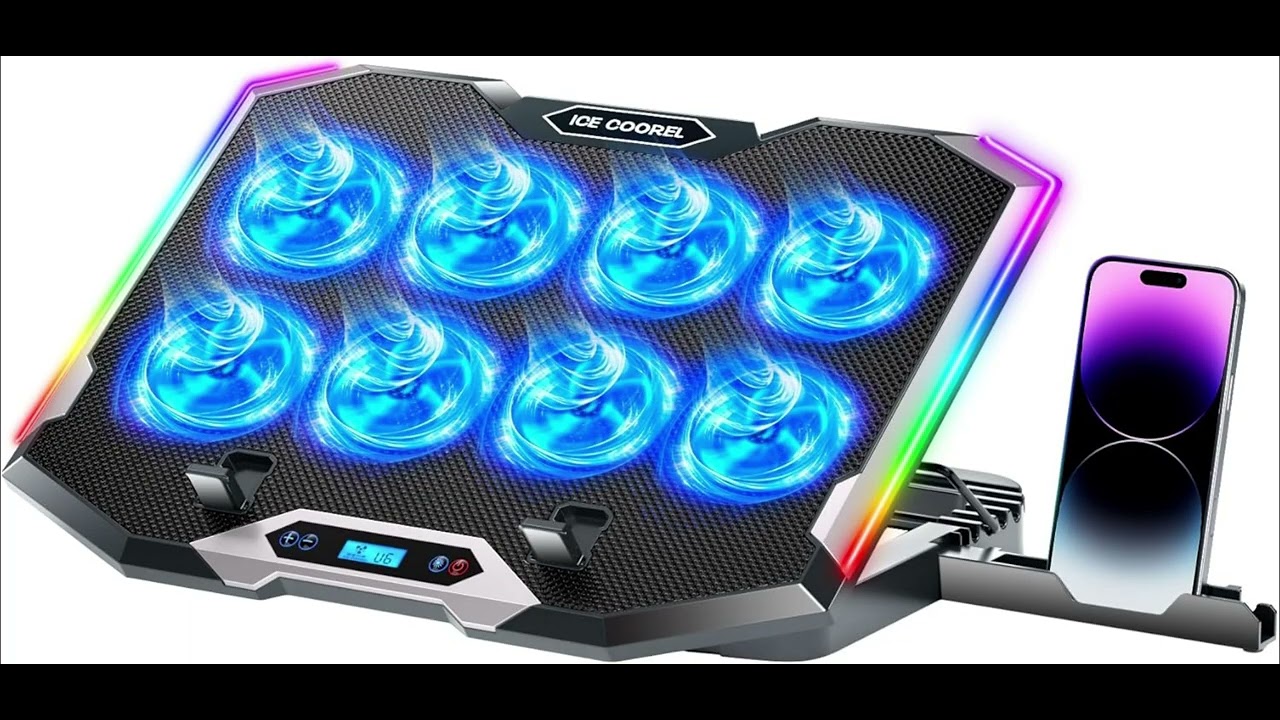 Best ICE COOREL Gaming Laptop Cooling Pad Review 🎮 8 Fans RGB