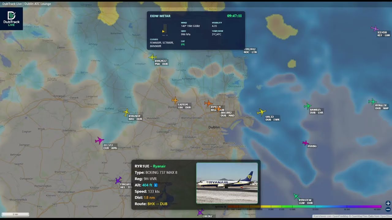 🔴Windy Dublin Airport 🇮🇪 Live ATC & Aircraft Tracking | Real-Time Arrivals & Radar Feed 18/02/2026