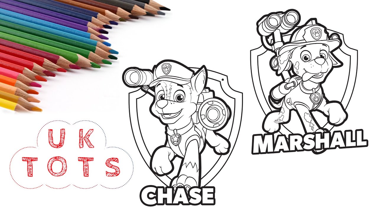 Paw Patrol Colouring: Chase and Marshall | Colouring for Kids by UK Tots
