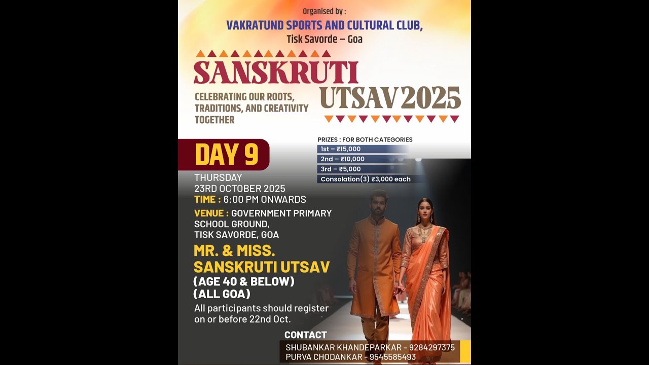 MR. & MISS. SANSKRUTI UTSAV | Sanskruti Utsav 2025 Org By. Vakratund Sports Club Tisk Sanvordem