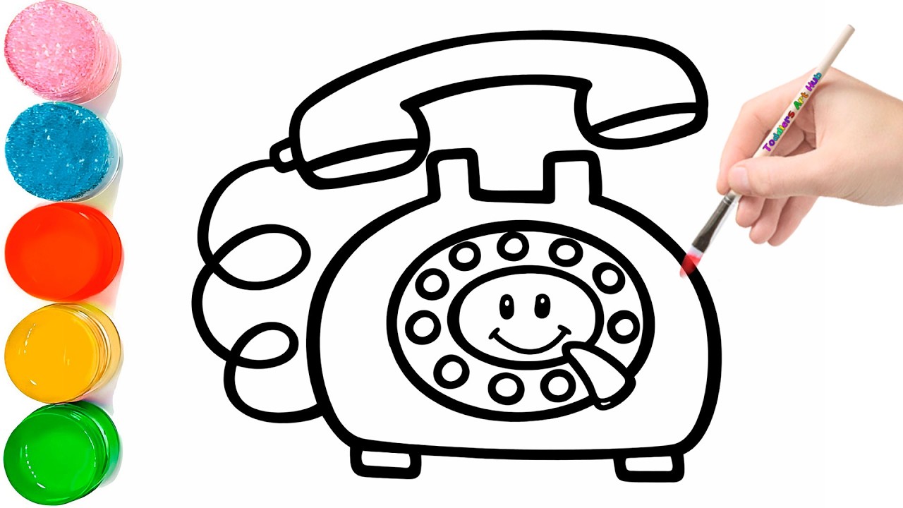 How to Draw a Telephone Easy Step by Step | Retro Phone Drawing for kids