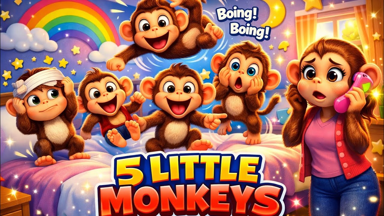 5 Little Monkeys Jumping on the Bed | Most Popular Kids Rhyme 2026@chikuchikutoons @CoComelon @kids 