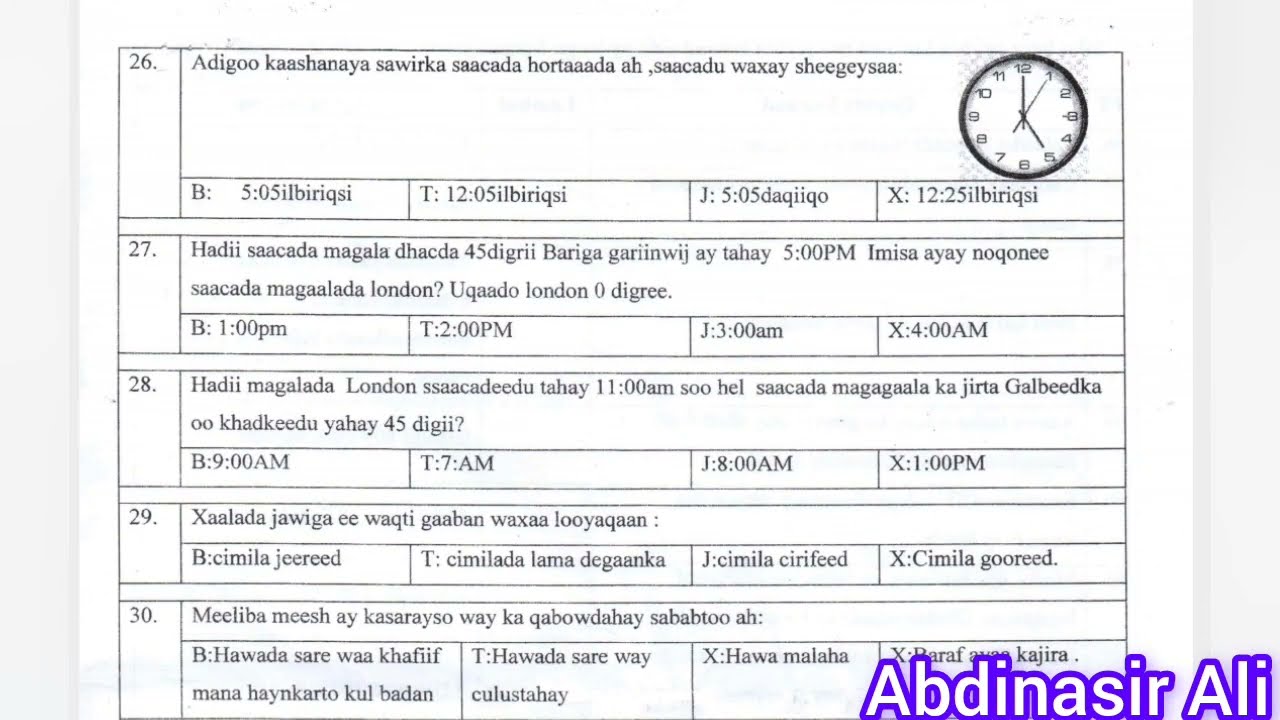 Imtixaanka Dowlada 2023 fasalka 8aad maadada cilmiga bulshada dhamaad.