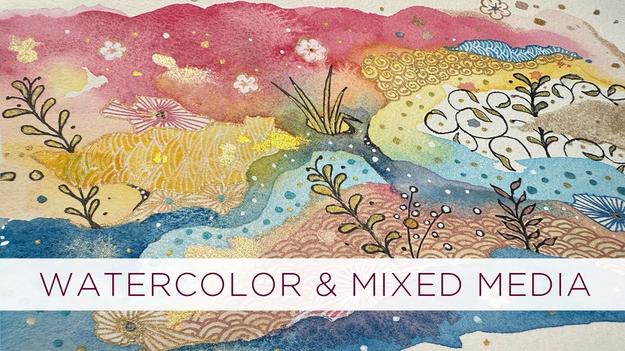Fun Abstract Watercolor Painting With Zentangle Style Doodle Art!