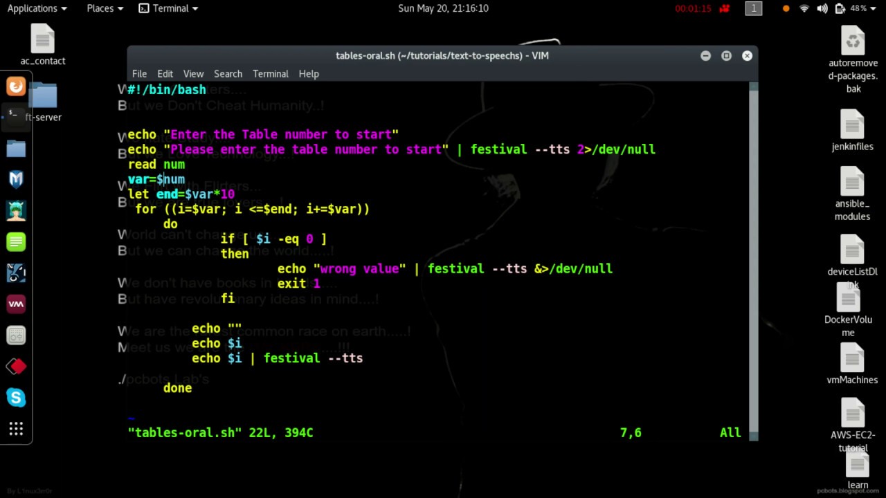Linux: Text To Speech Bash Robot