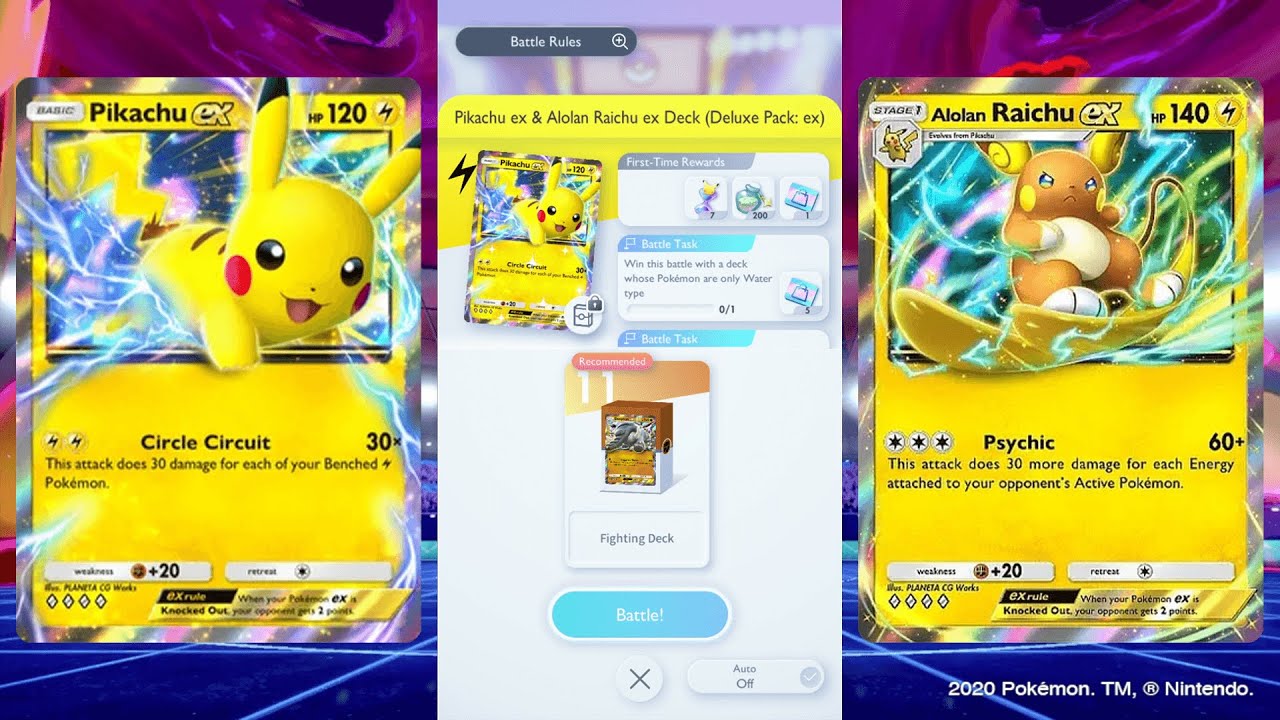 Pikachu EX & Alolan Raichu EX | Expert Solo Battle (Deluxe Pack EX) Pokémon TCG Pocket