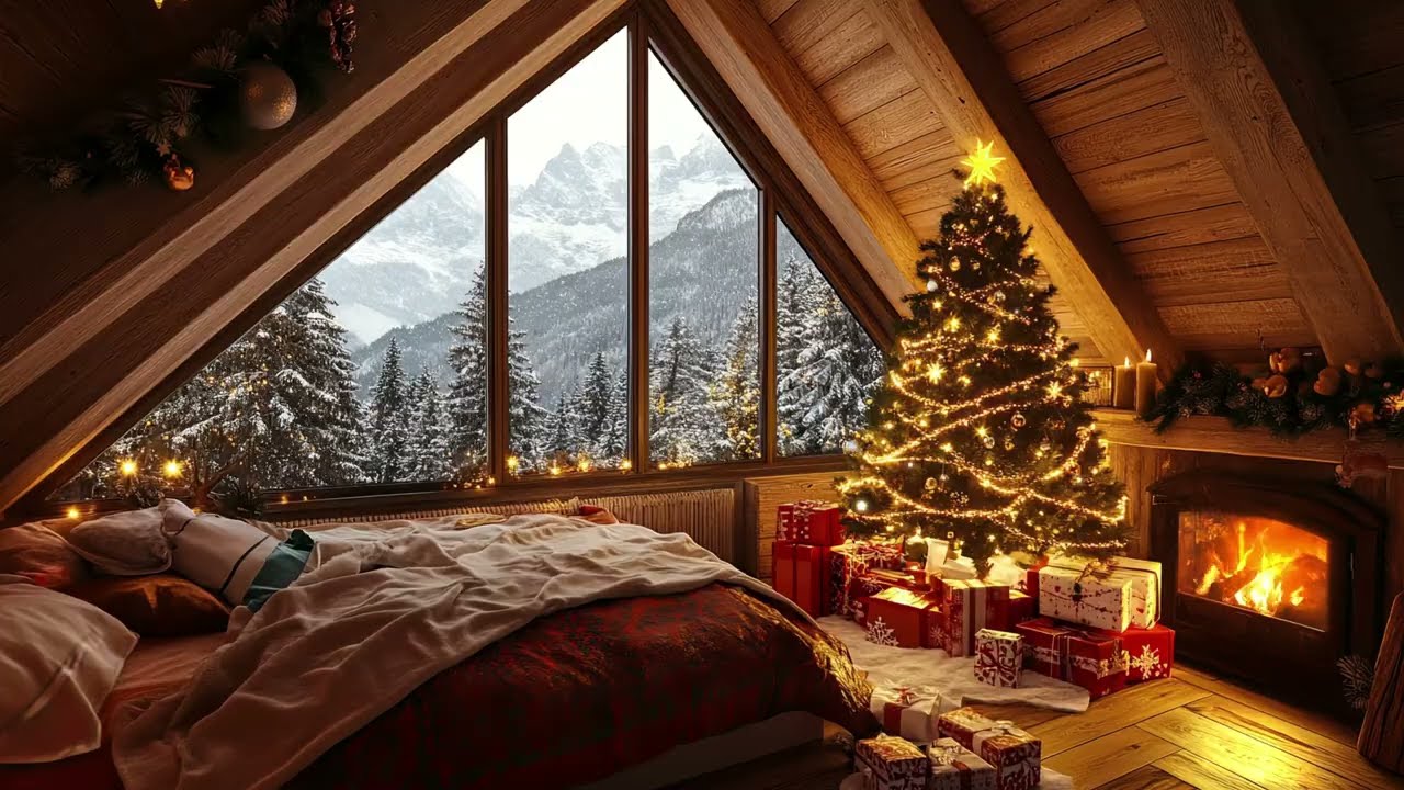 The Magic of Winter: Enjoying Jazz by the Fireplace and a Snowy View ❄️🎷
