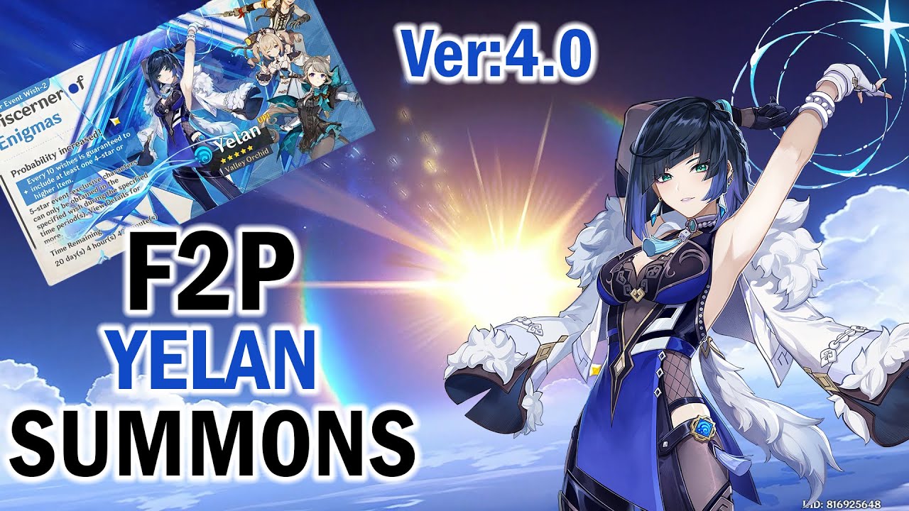 F2P Yelan Summons | Yelan Pulls Version 4.0 Genshin Impact | Fontaine Banner Summons
