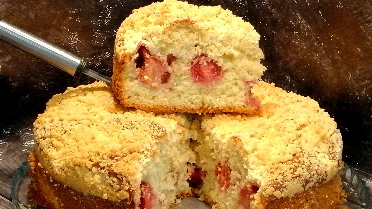 БЕЗ ЗАМЕСА теста руками! Нереально вкусный пирог с клубникой! Весь секрет в крошке!