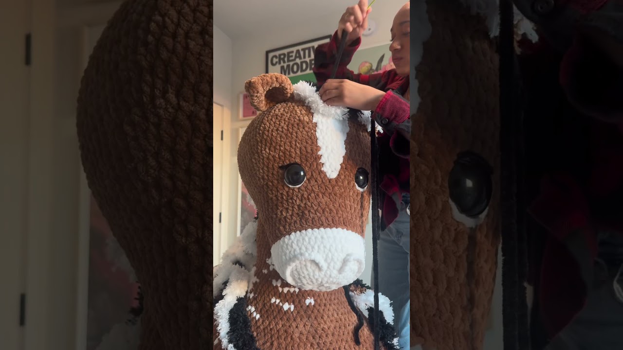 Day 16: final day!! Meet Hershey the Horsey❤️ I love her so much! #crochet #art #fyp #shorts #horse