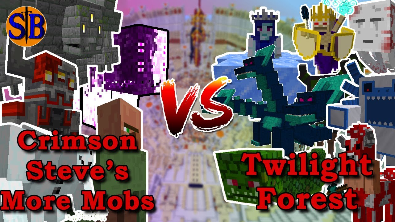 Crimson Steve's More Mobs vs Twilight Forest | Full mod Fight | Minecraft Mob Battle