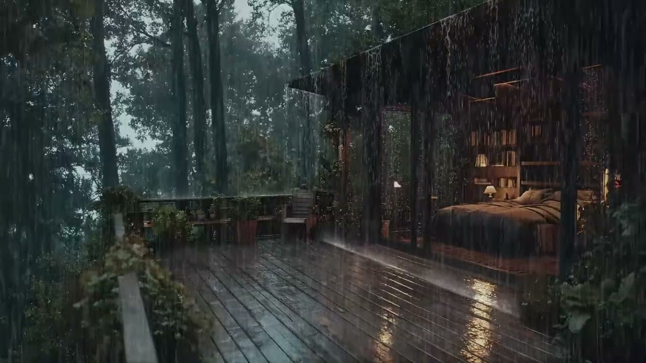 Rainy Evening in a Forest Cabin 🌧️ | Relaxing Rain Sounds for Sleep & Study