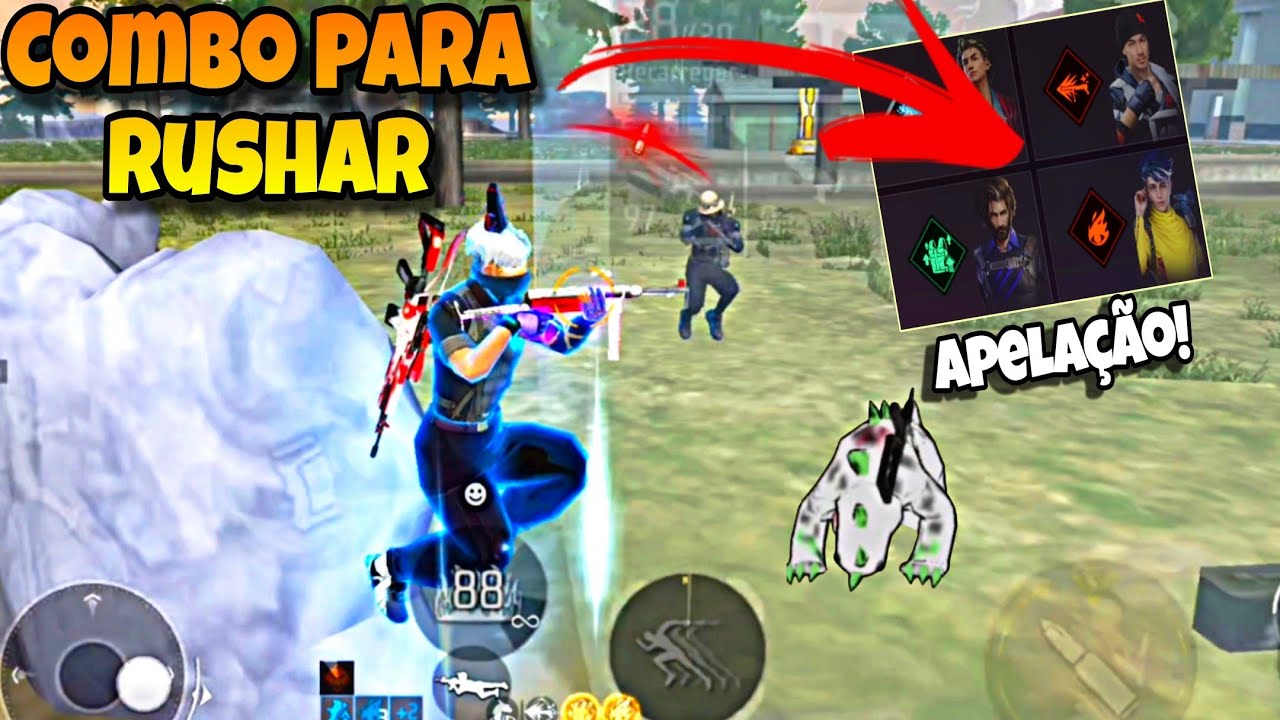 O MELHOR COMBO DE HABILIDADES PARA RUSHAR MUITO NA RANQUEADA, FREE FIRE MOBILE 
