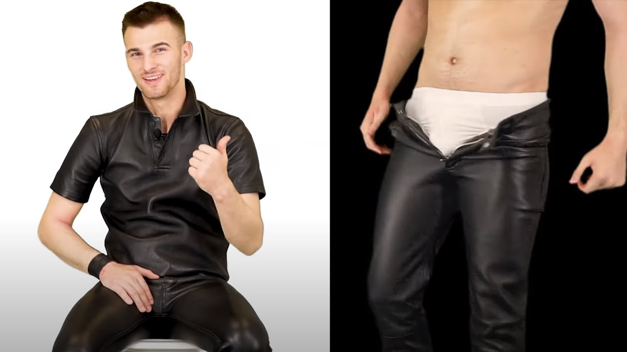 Andrej Boy in einem deutschen Lederhosen-Automaten von BOCKLEDER.DE f&uuml;r Lederhosen Lederjeans