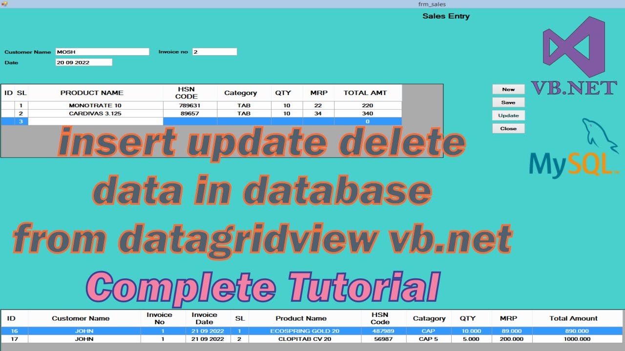 insert multiple rows in database from datagridview vb.net
