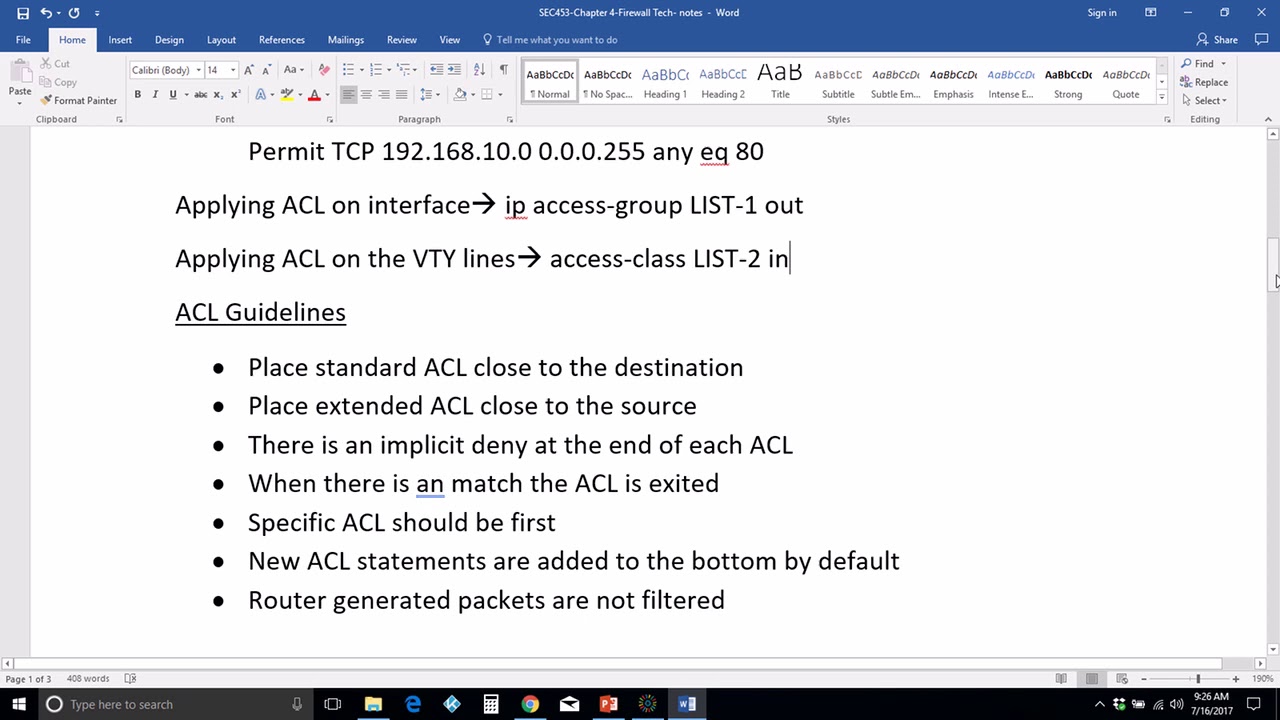 CCNA Security  Chapter 4  Implementing Firewall