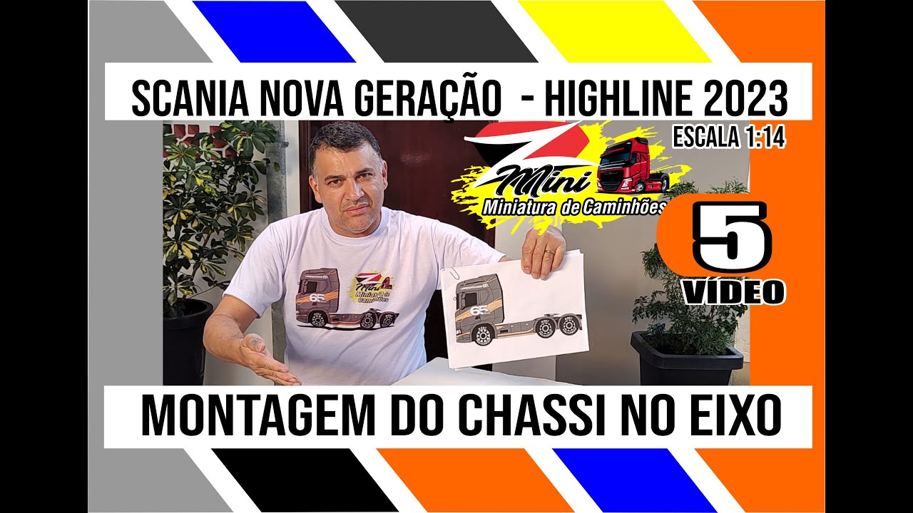 MONTAGEM DO CHASSI NO EIXO DA SCANIA HIGHLINE NOVA GERAÇÃO 2023 ESC 1:14 ZMINI MINIATURAS VIDEO 5