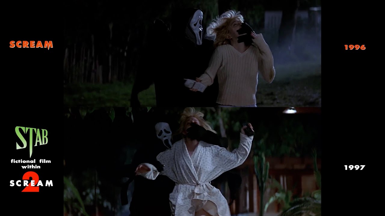 Scream (1996)/Stab from Scream 2 (1997) side-by-side comparison