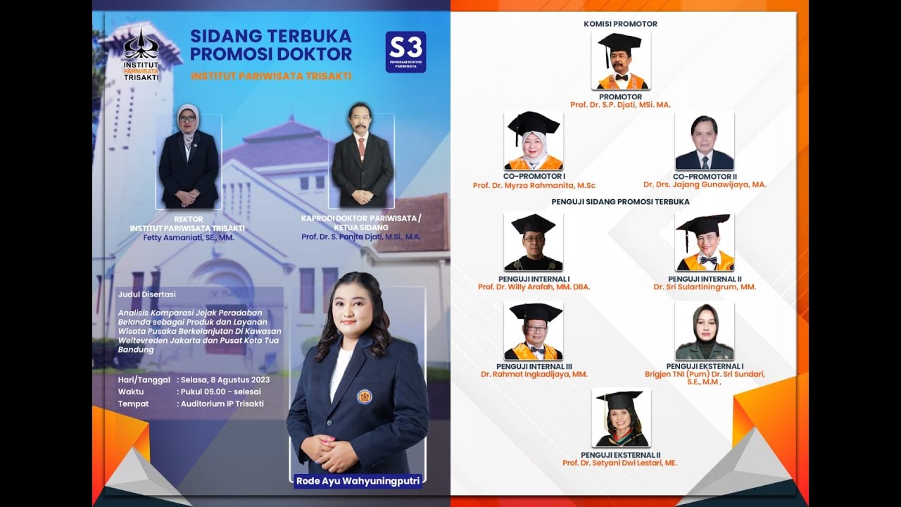 Sidang Terbuka Promosi Doktor Institut Pariwisata Trisakti - Rode Ayu W (8 Agustus 2023)