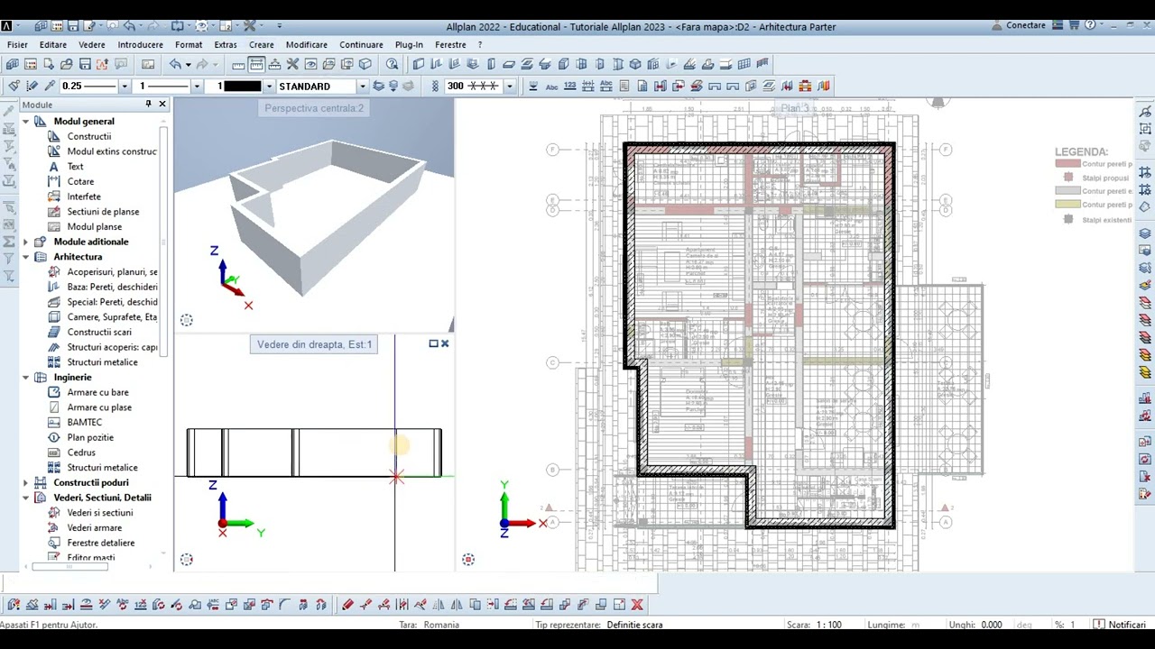 01. Tutorial Allplan 2022-Arhitectura cu Import DWG -Plan Parter-Pereti ext. si pereti int. - p1