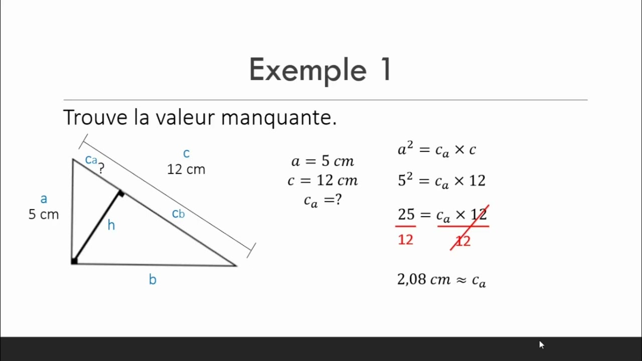 Premi&egrave;re relation m&eacute;trique Exemples