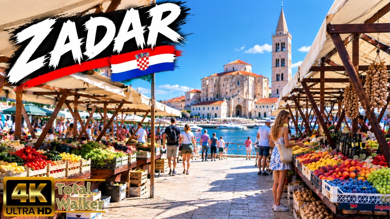 Zadar Croatia Morning Walk | Local Market, Quiet Streets And Natural City Sounds 4K HDR