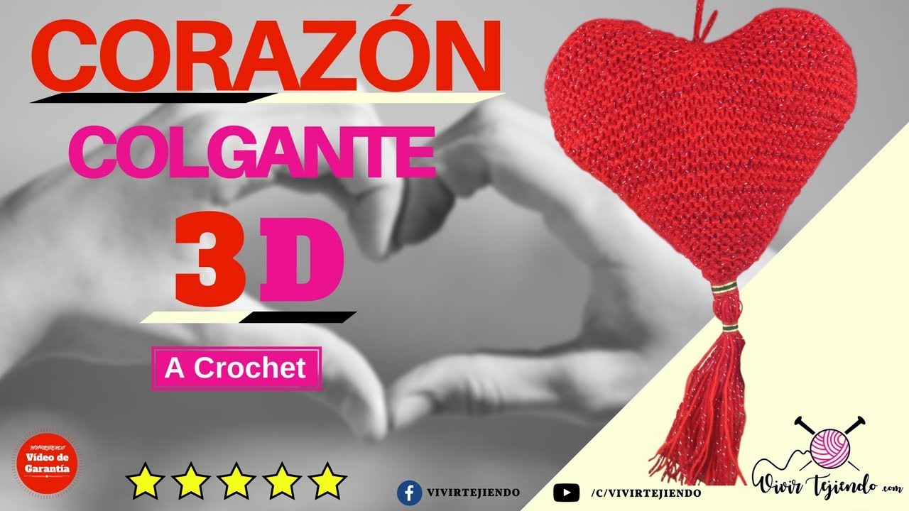 Corazón Colgante 3d a dos Agujas | Tejidos a 2 Agujas por el día del amor