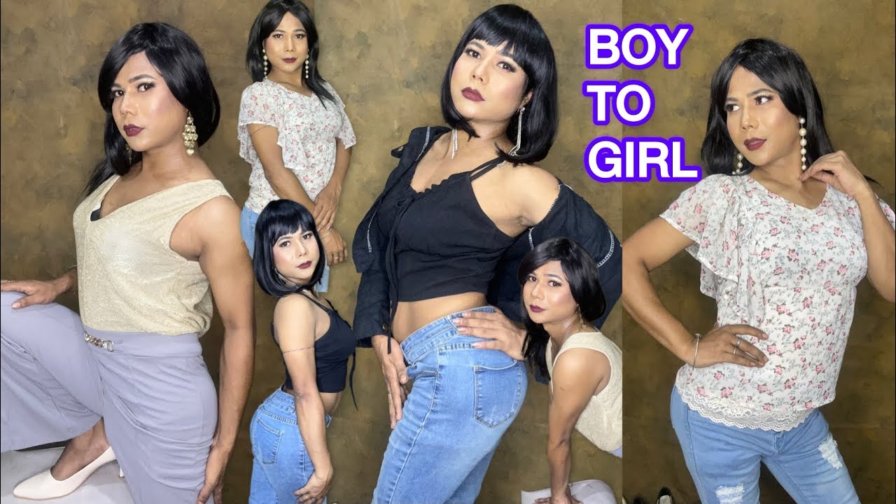 Wear jeans and top part -1 / लड़का ने पहेना जीन्स और टॉप/ male to female makeup/ boy to girl makeup 