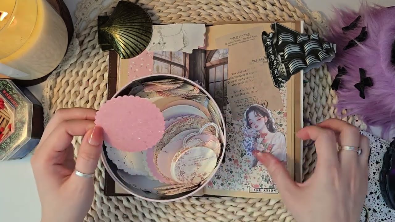꽃이 머문 페이지, 빈티지 다이어리 꾸미기 | 에이디#41 (ASMR/Journaling/Art diary)