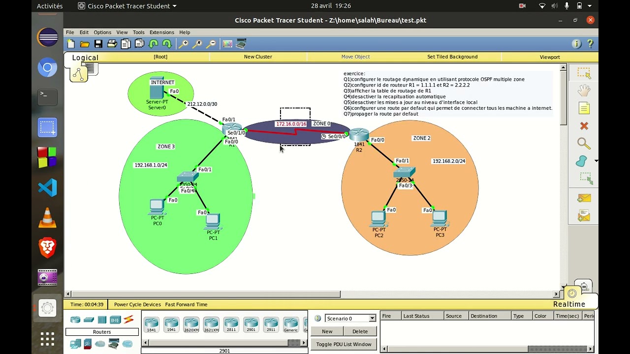 Exercice(configuration ospf zone multiple)