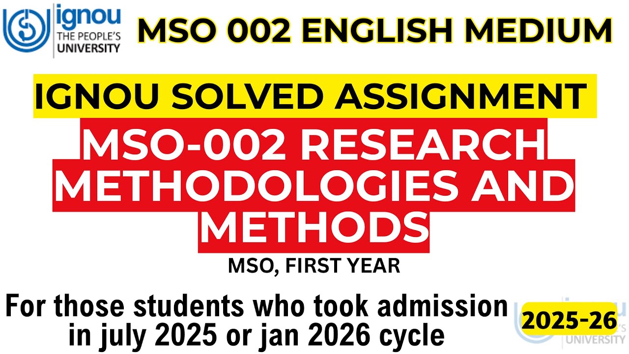IGNOU MSO 002 Solved Assignment 2025-26 | IGNOU MSO 002 Solved Assignment 2025-26 1ST YEAR SOCIOLOGY