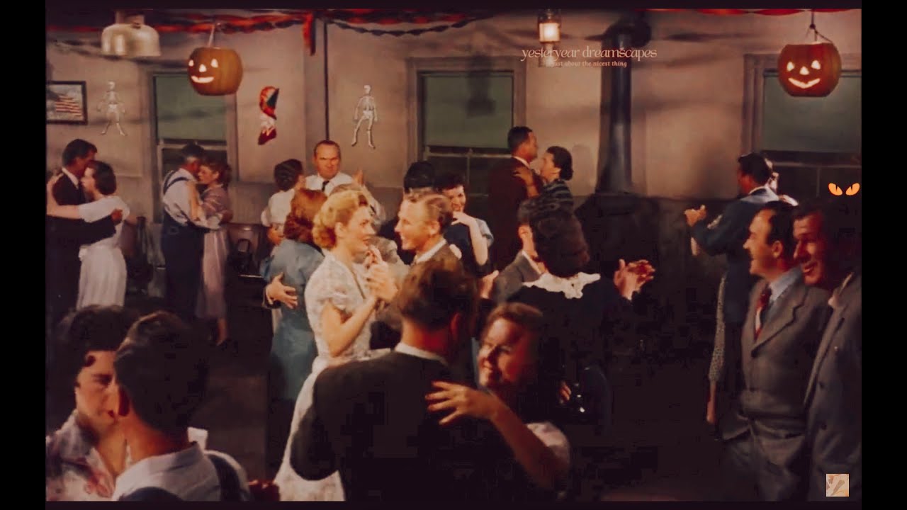 Vintage halloween dance | music + background ambience crowd laughter applauding