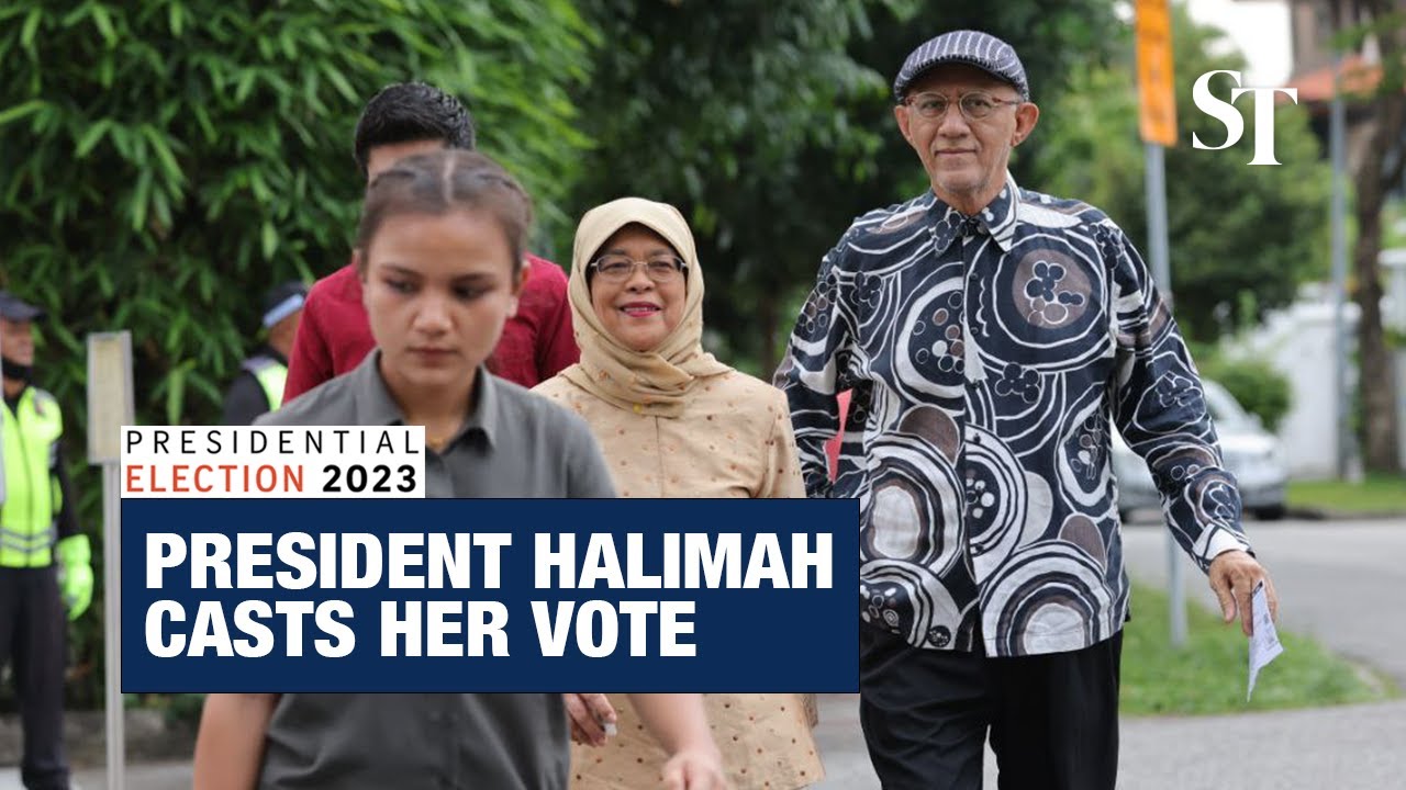 President Halimah Yacob casts her vote for her successor