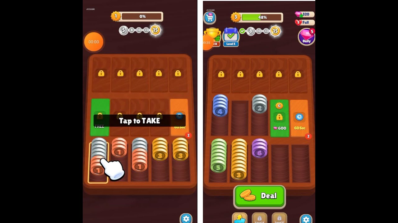 Pocket Sort Coin Merge Puzzle - Gameplay walkthrough 1