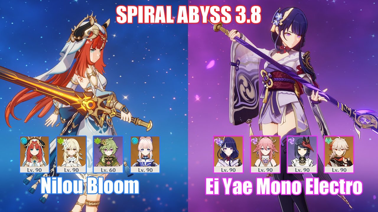 C0 Nilou Bloom & C0 Raiden Yae Mono Electro | Spiral Abyss 3.8 | Genshin Impact
