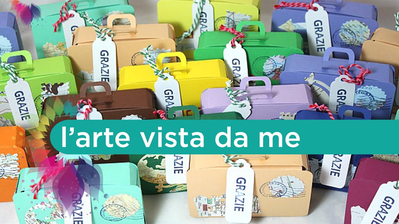 Scatola Valigia Tutorial-Mini suitcase Box-Sizzix XL Die 657124 Tiny Suitcase-Bomboniere Fai da te