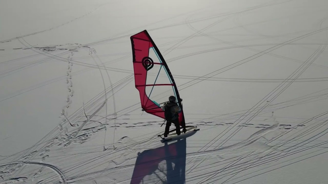 Ice Board Windsurfing, Sebago Lake Maine