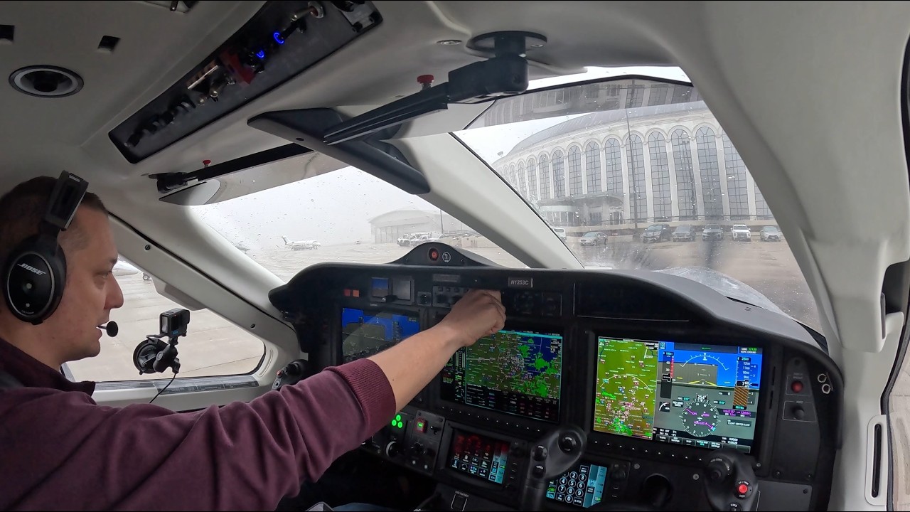 Straight into the soup! Taking off in low visibility in the TBM 960 on the way to Albuquerque
