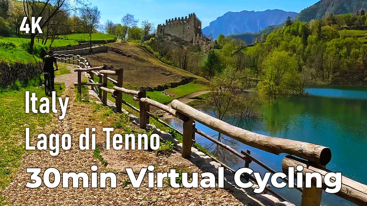 Virtual Cycling to Castello di Tenno and Lago di Tenno: A Stunning 30-Minute Ride in 4K!