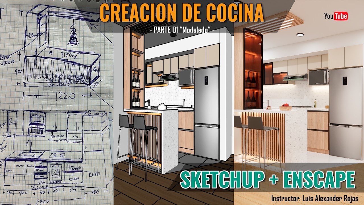 📢 CREACION DE COCINA 3D con SKETCHUP 2026 y ENSCAPE 4