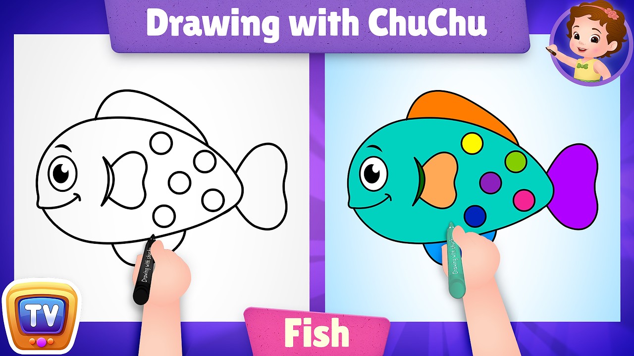 How to Draw a Fish? - Drawing with ChuChu - ChuChu TV Drawing for Kids Easy Step by Step
