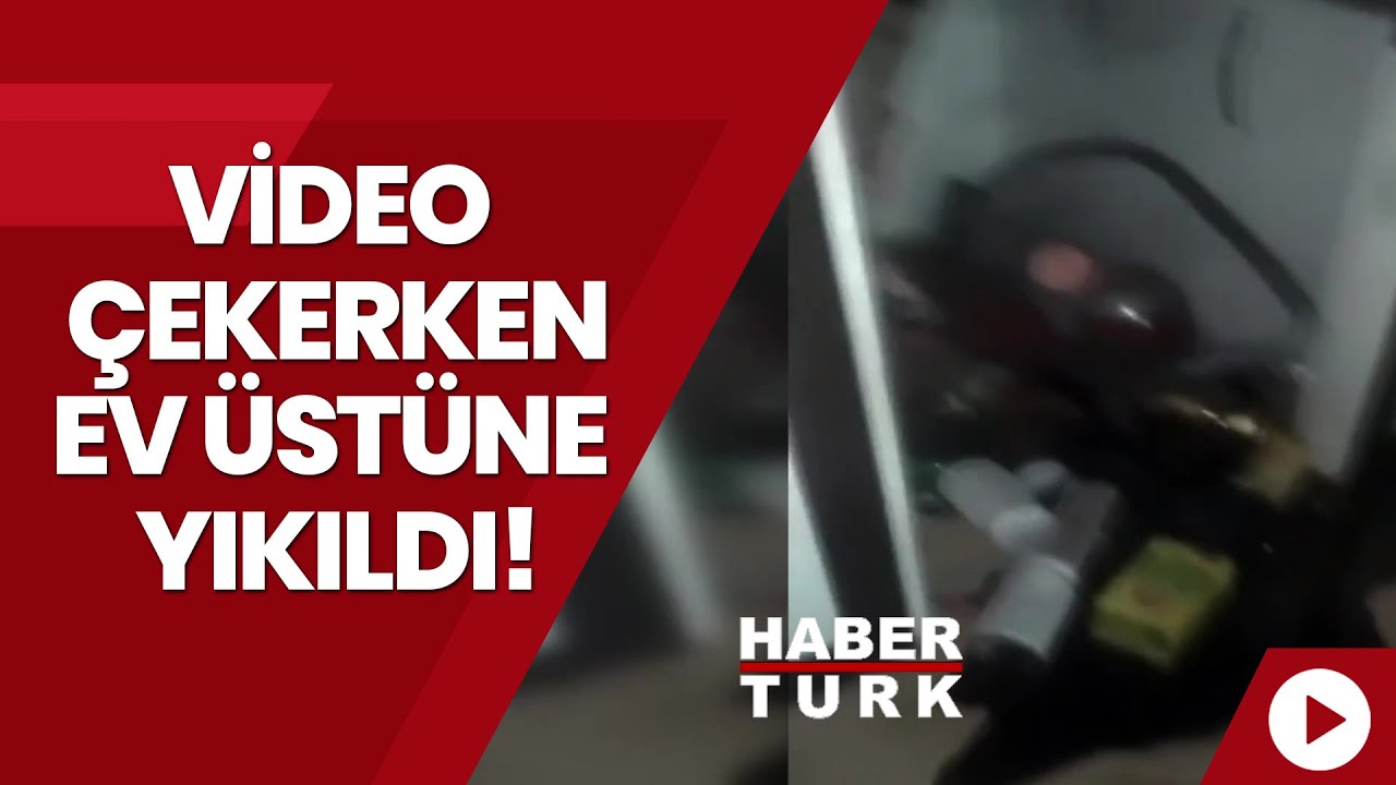 Deprem sonrası video &ccedil;ekerken ev &uuml;st&uuml;ne yıkıldı!